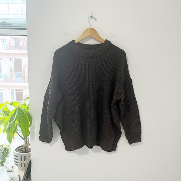 Aerie Dark Chocolate Brown Oversized Knit Sweater Size XS - Picture 1 of 4